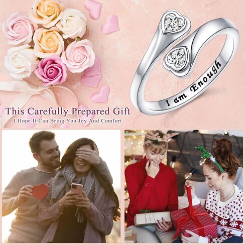 925 Sterling Silver Cubic Zircon Inspirational Encouragement Warm Ring Adjustable Open Flower Rings Birthday Festivals Thanksgiving Day Present For Women in Kuwait