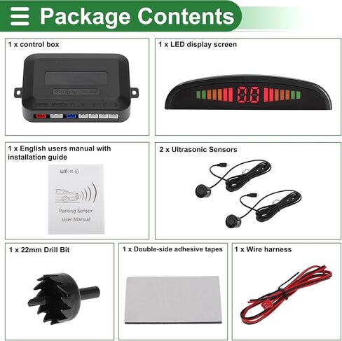 Motoforti Universal Car Auto Vehicle نظام الرادار الاحتياطي العكسي أجهزة استشعار وقوف السيارات العكسية إنذار الجرس تذكير كشف المسافة الأزرق 2 أجهزة استشعار وقوف السيارات in Kuwait