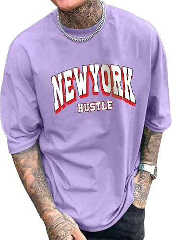 WDIRARA Men's Letter City Print Half Sleeve Graphic T Shirt Casual Tee Tops in Saudi Arabia