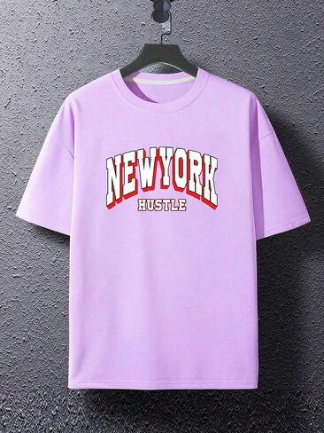 WDIRARA Men's Letter City Print Half Sleeve Graphic T Shirt Casual Tee Tops in Saudi Arabia
