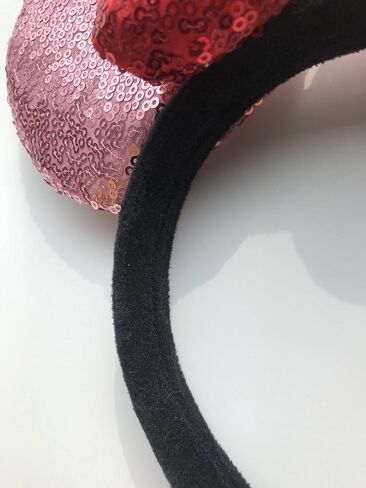A Miaow 3D Black Mouse Sequin Ears Headband MM Glitter Butterfly Hair Clasp Park Supply Adults Women Photo Accessory (Black and Red) in Kuwait