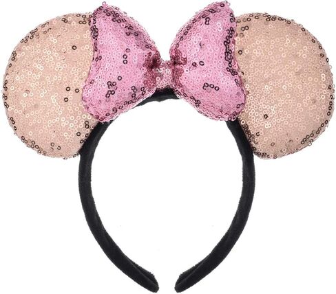 A Miaow 3D Black Mouse Sequin Ears Headband MM Glitter Butterfly Hair Clasp Park Supply Adults Women Photo Accessory (Black and Red) in Kuwait