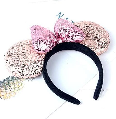 A Miaow 3D Black Mouse Sequin Ears Headband MM Glitter Butterfly Hair Clasp Park Supply Adults Women Photo Accessory (Black and Red) in Kuwait