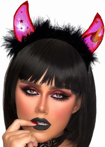 Gangel Light Up Halloween Headbands LED Devil Horns Headband Glittering Cow Horn Headpiece Festive Hair Accessories for Women in Saudi Arabia