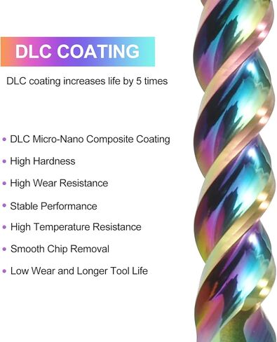 1/8" Shank Square Nose End Mill for Aluminum - 3-Flute CNC Spiral Router Bits Solid Carbide Milling Cutters with DLC Coating, U-Type Design CNC Bits for Aluminum Applications 15mm Cutting Dia (5PCS) in Kuwait