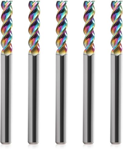 1/8" Shank Square Nose End Mill for Aluminum - 3-Flute CNC Spiral Router Bits Solid Carbide Milling Cutters with DLC Coating, U-Type Design CNC Bits for Aluminum Applications 15mm Cutting Dia (5PCS) in Kuwait