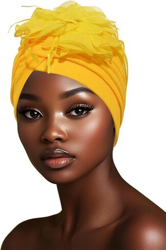 HeadWrap Hair Turbans African Turban Flower Pearl Crystal Twisted Head Turban for Women Fashion in Saudi Arabia
