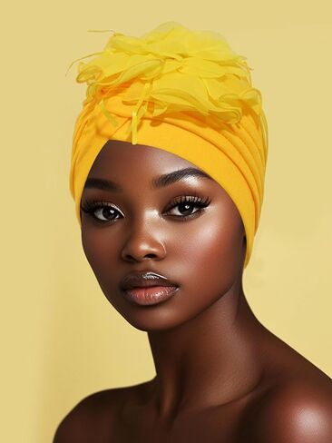 HeadWrap Hair Turbans African Turban Flower Pearl Crystal Twisted Head Turban for Women Fashion in Saudi Arabia