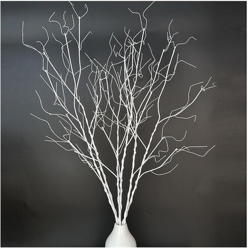 6 قطع 37 بوصة فروع مجعدة نابضة بالحياة أغصان صناعية جافة نباتات وهمية أعواد قابلة للانحناء لمزهريات يدوية الصنع ديكور منزلي لحفلات الزفاف والفنادق والمكتب in Kuwait