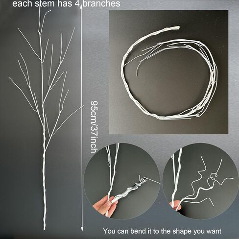 6 قطع 37 بوصة فروع مجعدة نابضة بالحياة أغصان صناعية جافة نباتات وهمية أعواد قابلة للانحناء لمزهريات يدوية الصنع ديكور منزلي لحفلات الزفاف والفنادق والمكتب in Kuwait