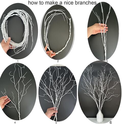 6 قطع 37 بوصة فروع مجعدة نابضة بالحياة أغصان صناعية جافة نباتات وهمية أعواد قابلة للانحناء لمزهريات يدوية الصنع ديكور منزلي لحفلات الزفاف والفنادق والمكتب in Kuwait