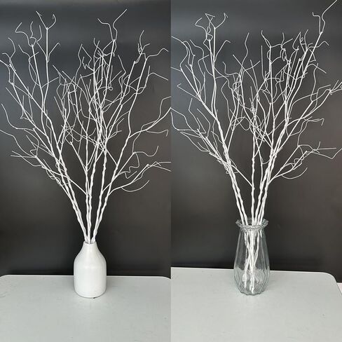 6 قطع 37 بوصة فروع مجعدة نابضة بالحياة أغصان صناعية جافة نباتات وهمية أعواد قابلة للانحناء لمزهريات يدوية الصنع ديكور منزلي لحفلات الزفاف والفنادق والمكتب in Kuwait
