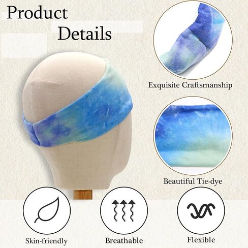 6 Pack Boho Headbands for Women Tie Dye Short Head Bands for Women's Hair Elastic Twist Knotted Head Wraps Soft Fabric Head Bands Yoga Running Workout Bandanas Headbands Accessories in Kuwait