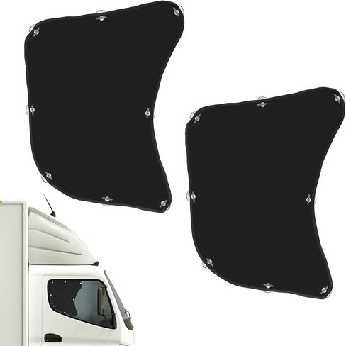 2pcs Semi Truck Window Shades, Black Polyester Pongee Side Window Sun Shade with 16 Suction Cup Window Shades for Vehicles Semi Truck in Saudi Arabia
