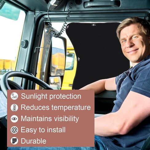 2pcs Semi Truck Window Shades, Black Polyester Pongee Side Window Sun Shade with 16 Suction Cup Window Shades for Vehicles Semi Truck in Saudi Arabia