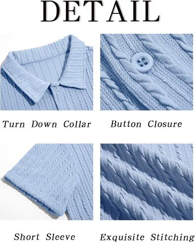 Runcati Men's Casual Button Down Shirts Short Sleeve Textured Shirt Summer Beach Tops in Saudi Arabia