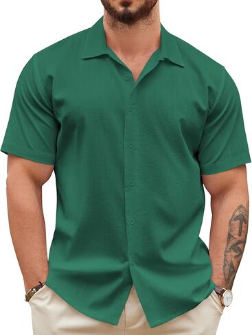 COOFANDY Men's Casual Button Down Shirts Short Sleeve Wrinkle-Free Summer Beach Wear in Saudi Arabia
