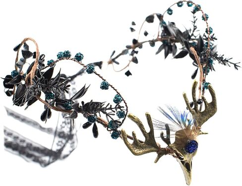 Bubbmi Elf Costume Flower Crown Headband with Pendant, Woodland Forest Crown Fairy Goddess Tiara, Festival Party Headpiece for Women in Kuwait