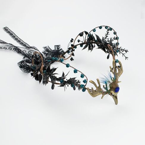 Bubbmi Elf Costume Flower Crown Headband with Pendant, Woodland Forest Crown Fairy Goddess Tiara, Festival Party Headpiece for Women in Kuwait