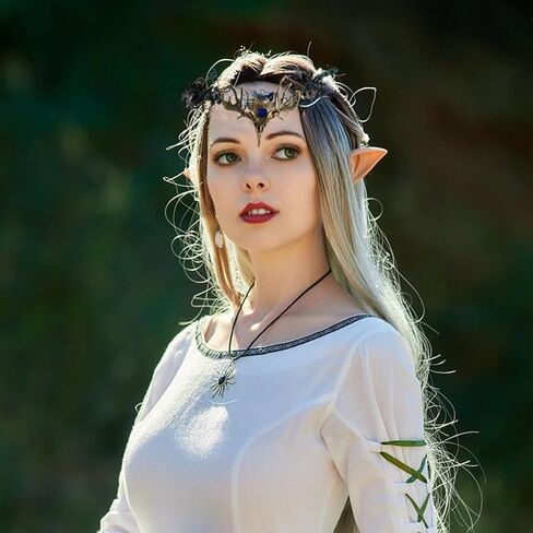 Bubbmi Elf Costume Flower Crown Headband with Pendant, Woodland Forest Crown Fairy Goddess Tiara, Festival Party Headpiece for Women in Kuwait