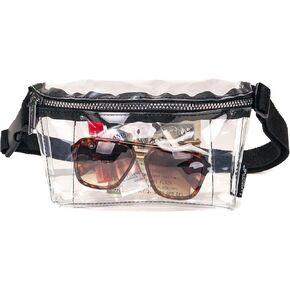 Fydelity Plus Size Fanny Packs for Women – 80s/90s Large Bum Bag – Unisex Crossbody Waist Belt Bag for Travel, Festivals, Sports & Daily Use – Waist Belt Bag for Women | Crystal Clear
