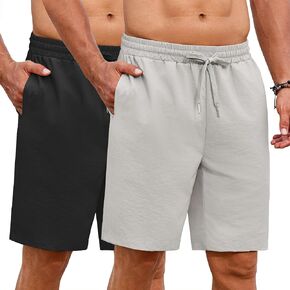 COOFANDY Mens Casual Shorts Summer Beach Elastic Waist Drawstring Shorts Lightweight Quicky Dry Vacation Shorts
