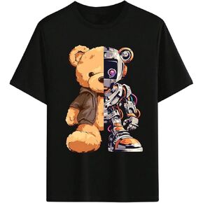 GORGLITTER Boy's Bear Graphic Tees Cute Short Sleeve Oversized Crewneck T Shirts