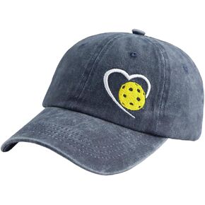 Heart Pickleball Gifts for Women Men, Responsibly Cotton Embroidered Adjustable Pickle Ball Baseball Cap