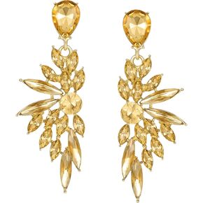 SWEETV Rhinestone Dangle Earrings for Women, Crystal Statement Drop Earrings,Chandelier Wedding Bridal Earrings for Brides, Prom Formal Party