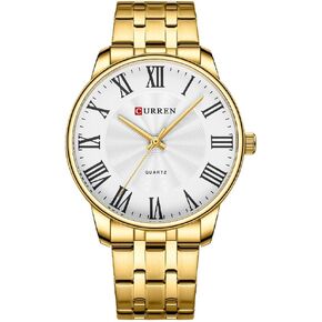 RNONDRY Classic Dress Watches for Men Waterproof Raman No. Analog Stainless Steel Mens Watches Gold Men's Wrist Watches Easy to Read