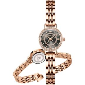 OLEVS Black Gold Watch for Women Waterproof Bracelet for Women Gold Watches Fashion Watches for Women Classic Ladies Watches Gold Analog Quartz Watch
