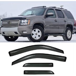 Side Window Visor Wind Vent Deflector, 4pcs Out-Channel Tape-On Nice Sun Rain Guards Set fit for 2007-2014 Chevrolet Tahoe, 2007-2014 GMC Yukon (Not Fit Yukon XL Model) 94514