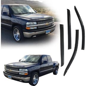 Car Rain Guards Tape-on/Black Ventvisor| Fits 99-06 Chevrolet Silverado, 4 pcs. | Side Window Deflector Visors.