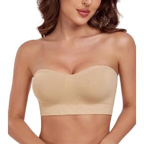 Lemorosy Women's Wireless Bandeau Bra Multiway Convertible Bralette Seamless Non-Slip Comfortable Strapless Tube Top Bra