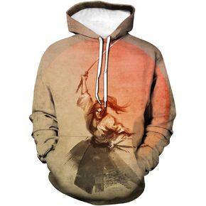 Men's Japanese Hoodies 3D Print Samurai Graphic Long Sleeve Pullover Sweatshirts