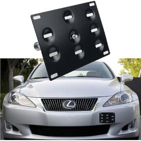 Dewhel Sport Front Bumper Tow Hook License Plate Mount Bracket Holder Bolt On for Lexus IS250 IS350 CT200