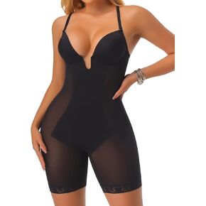 JOYSHAPER Bodysuit for Women Tummy Control Deep U Plunge Shapewear Backless Full Body Shaper Strapless Corset Body Suit Top
