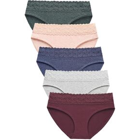 Womens Underwear Lace Briefs Cotton Hipster Ladies Panties Underpants Women in a Pack of 5