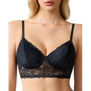 Avidlove Lace Bra Sexy Bralettes Womens Wireless Balconette Bras Half Cups Double-Layered Soft