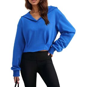 Women Cropped Hoodies Long Sleeve Crop Top Trendy Raw Edged Hem Ribbed Brim Hooded Sweatshirt Y2K Workout Pullover