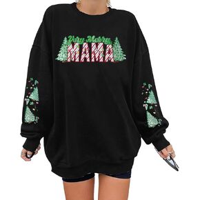 FRYAID Christmas Sweatshirt Xmas Shirt Retro In My Merry Era Shirt Holiday Christmas Sweater Casual Long Sleeve Pullover Top