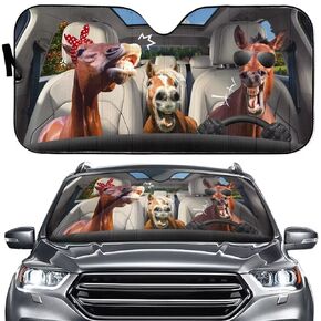 Horse Car Windshield Sun Shade,Farm Family Auto Front Window Windshield Animal Car Sunshade Window Sun Shield Visor Protector Cove,Automotive Interior Sunshield for Car SUV Truck UV Rays