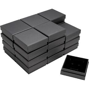 Jewelry Gift Box, 3.5 x 3.5 inches Pack of 24, Velvet Lined Foam Insert for Necklaces, Earrings, Rings, Pendants (Black)