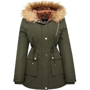 FARVALUE Womens Water-repellent Winter Coat Thicken Puffer Jacket Warm FLeece Lined Parka with Fur Hood