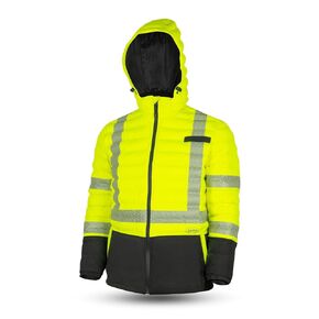 Pioneer Hi Vis Seamless Puffer Jacket for Men - High Visibility Waterproof Winter Parka - ANSI Class 3