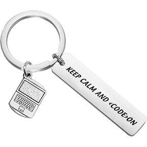 WSNANG Programmer Gift Keep Calm And Code On Keychain Coding Jewelry IT Gift for Software Engineer Student