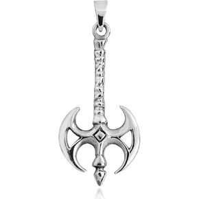 AeraVida Powerful Medieval Battle Axe .925 Sterling Silver Pendant | Unique Axe Design Sterling Silver Pendant for Women | Medieval-Inspired Sterling Silver Jewelry