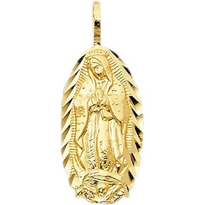 14k Yellow Gold Religious Our Lady of Guadalupe Pendant