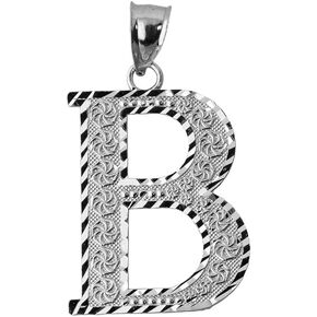Claddagh Gold 925 Sterling Silver Initial Letter B Charm Pendant, 0.7"