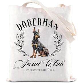 KUIYAI Doberman Social Club Tote Bag Doberman Lovers Handbag Doberman Owner Gift Doberman Pinscher Gift For Dog Mom Dog Dad